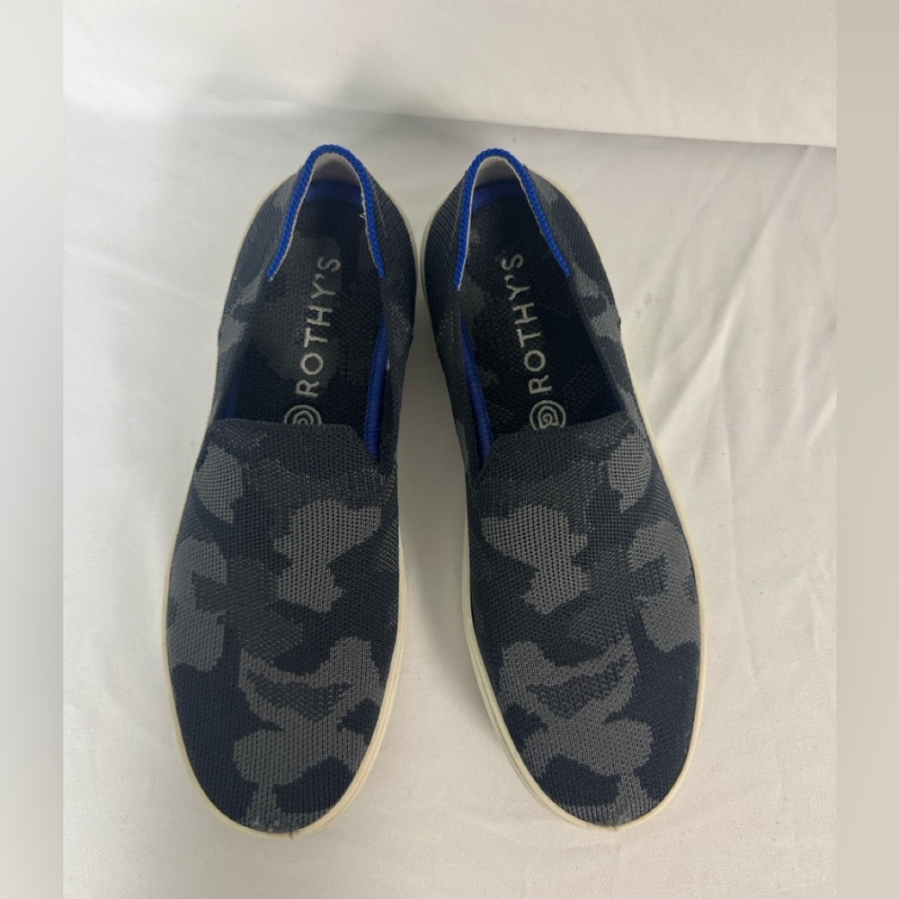 Rothy's Navy and Gray Camo Slip-On Loafers, Size 6.5